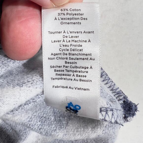 T by Talbots Sweater Womans Extra Small XS Boat Neck Blue Grey "Textured" Stripe - Picture 12 of 13